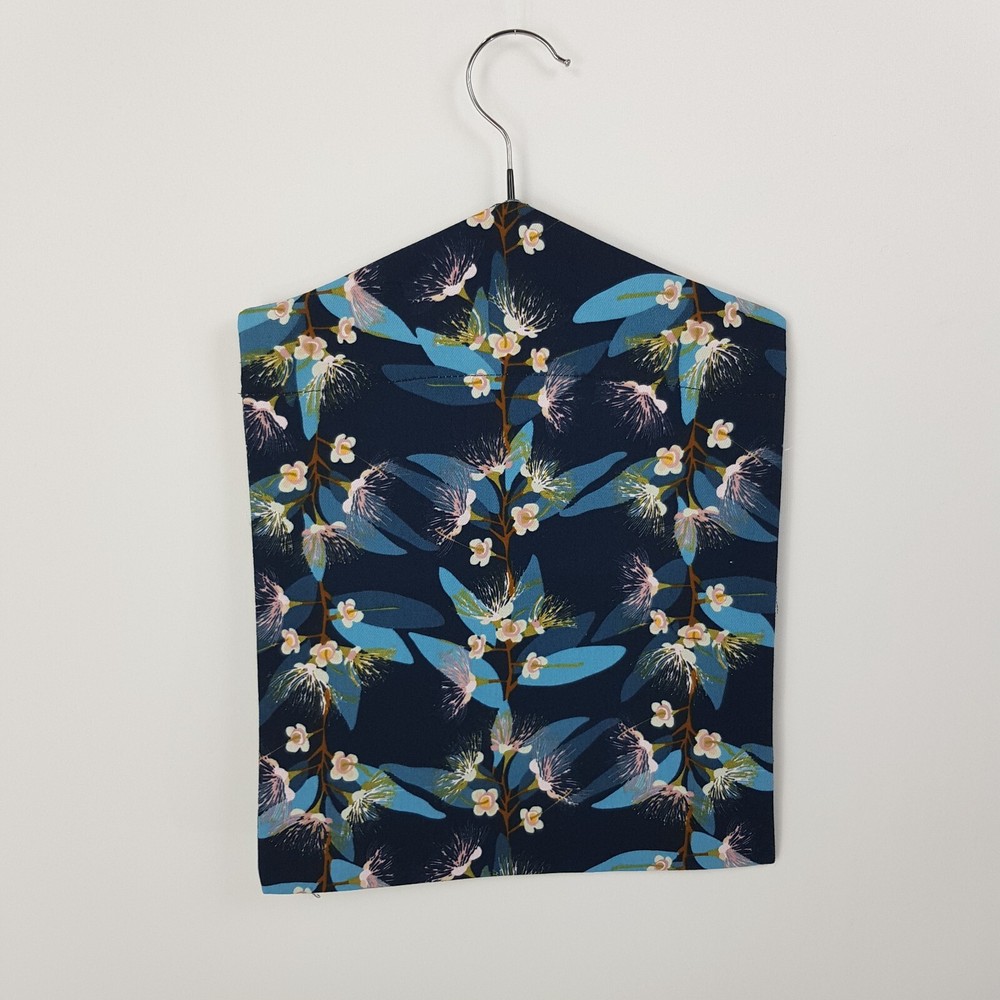 Peg Bag Handmade Navy Blue Floral Patterned Lined Laundry Clothes Peg Holder