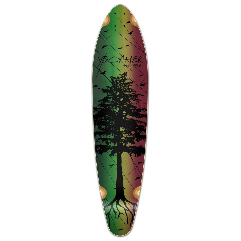 Yocaher Kicktail Longboard Deck - In the Pines : Rasta (DECK ONLY)