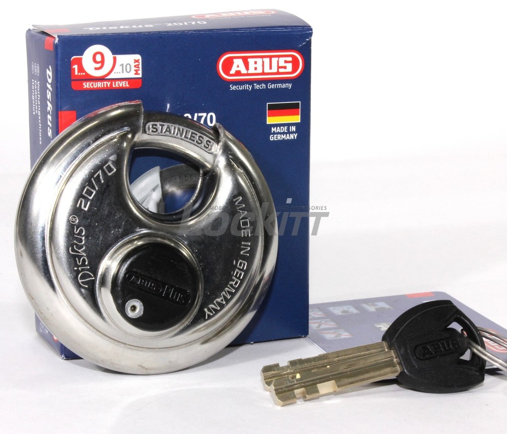 ABUS 20/70 Diskus Round padlock with Plus Cylinder - KEYED ALIKE
