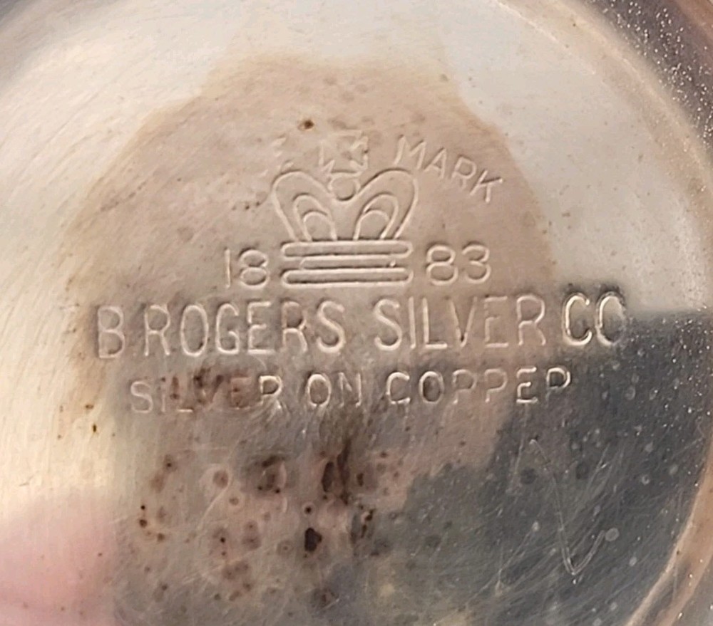 F. B. ROGERS SILVER CO. SILVER ON COPPER CREAMER AND SUGAR Bowl