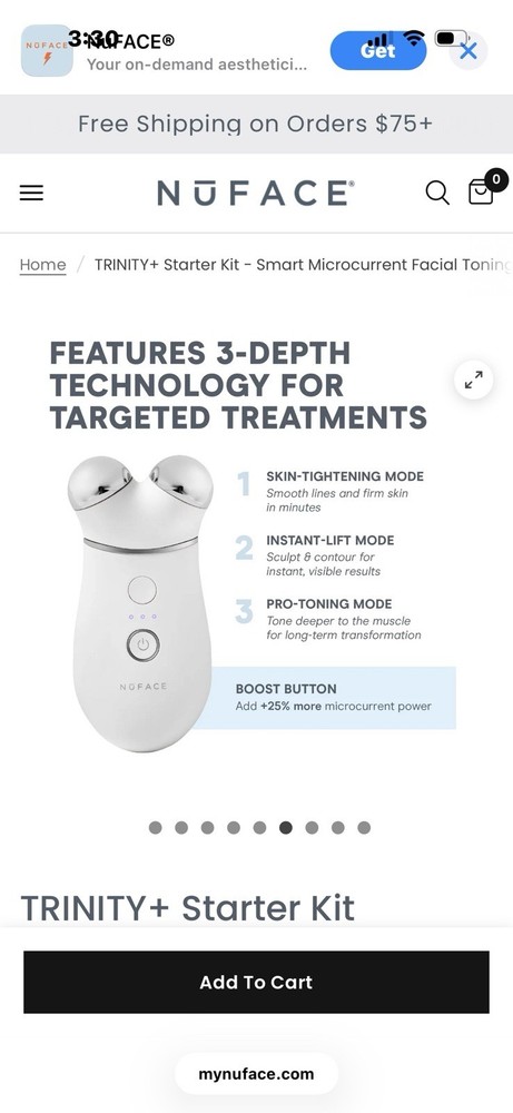 NuFACE Trinity+ Smart Microcurrent Facial Toning Device White FDA-C…
