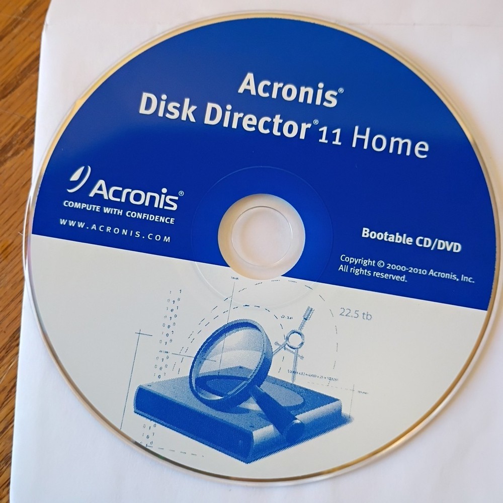 Acronis Disk Director 11 Home Partition Tool Software Disc, Serial Number