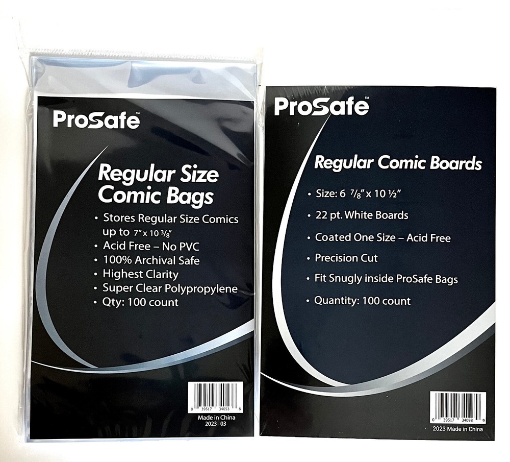 100 Comics Bags Boards Clear Sleeves with Flap Regular Size Comic Protection