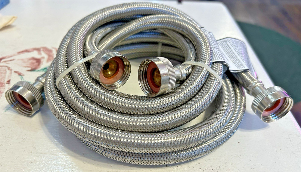 Washing Machine Hoses 4FT Stainless Steel Braided Hot Cold Water Lines 2 Pack