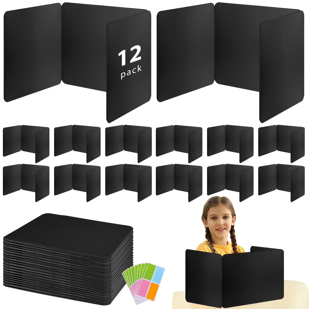 12 PCS Desk Dividers Students Waterproof Plastic Testing Privacy Folders