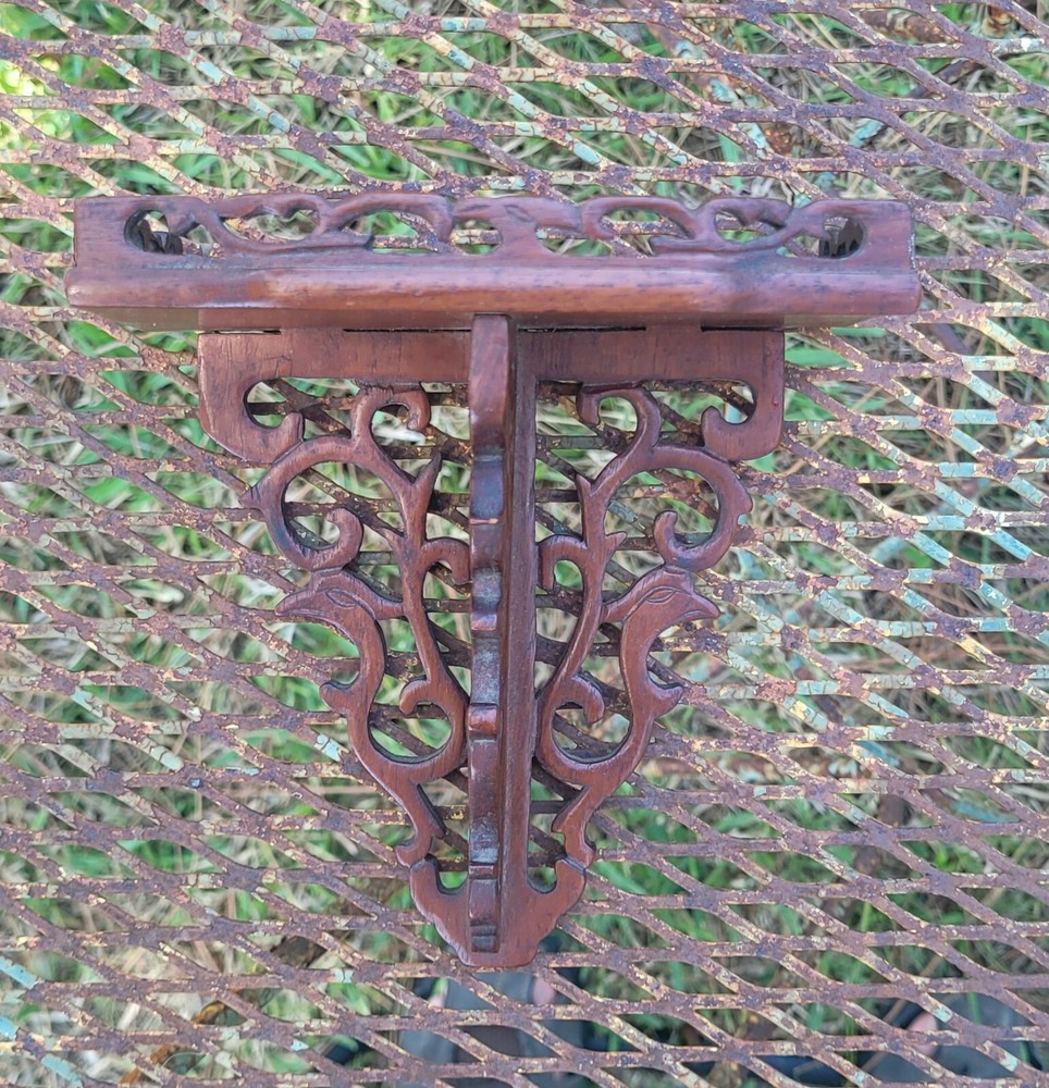Antique Victorian Ornate Wood Bracket Shelf