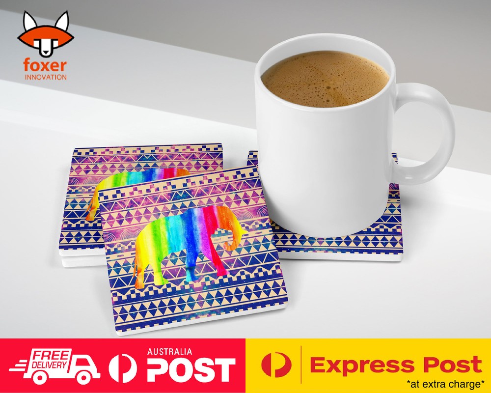 COASTER COFFEE DRINKING MAT|AFRICAN TRIBAL AZTEC ELEPHANT #2