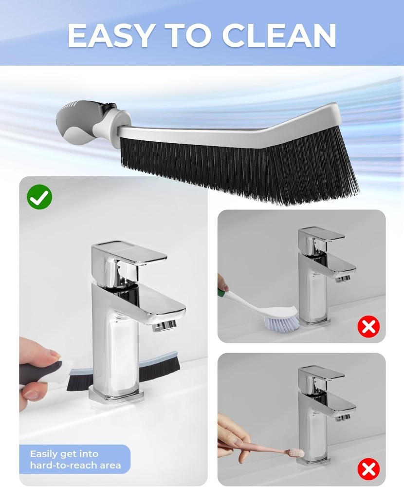 Scrub Brush Set 3 Pack, Small Space Cleaning Tools for Kitchen Bathroom