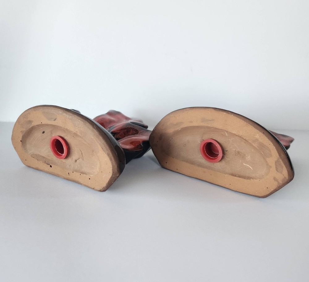 RED FLAME Ceramic Bookends, Pair