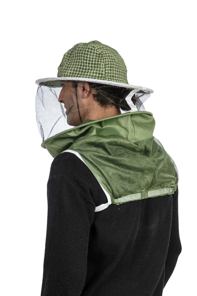 Three Layer Ventilated Beekeeping Veil in Round (Olive Green, 3-Layer Hat)