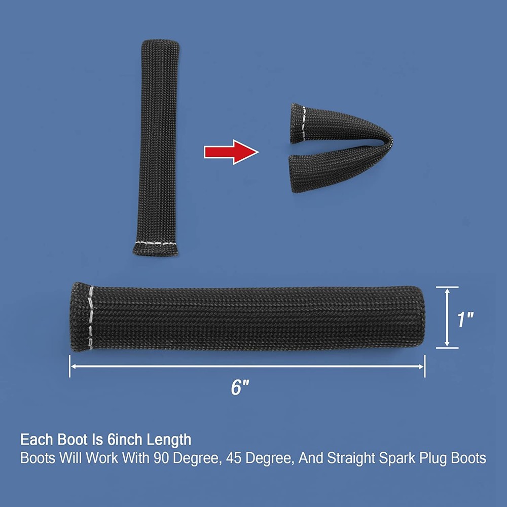 8Pcs Spark Plug Wire Boots Protector Sleeve Heat Shield Cover Insulation Wrap
