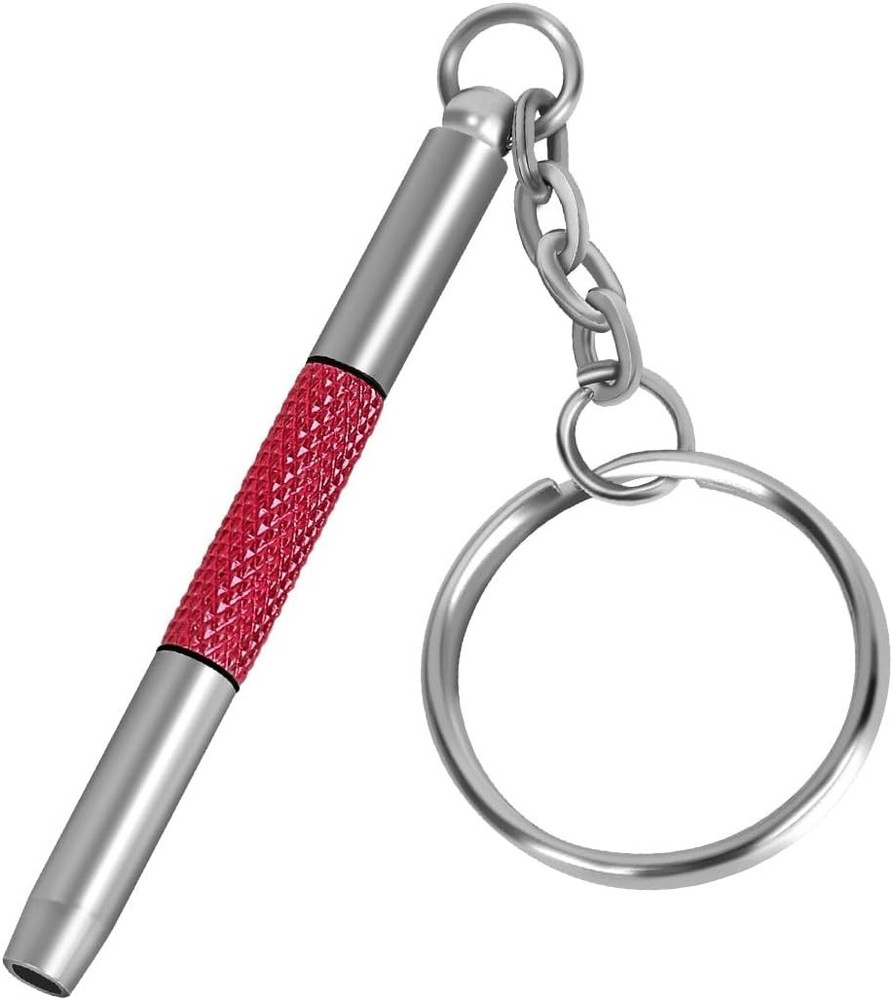 Versatile Eyeglass Screwdriver Tool with Keychain - Compact & Durable Red Design