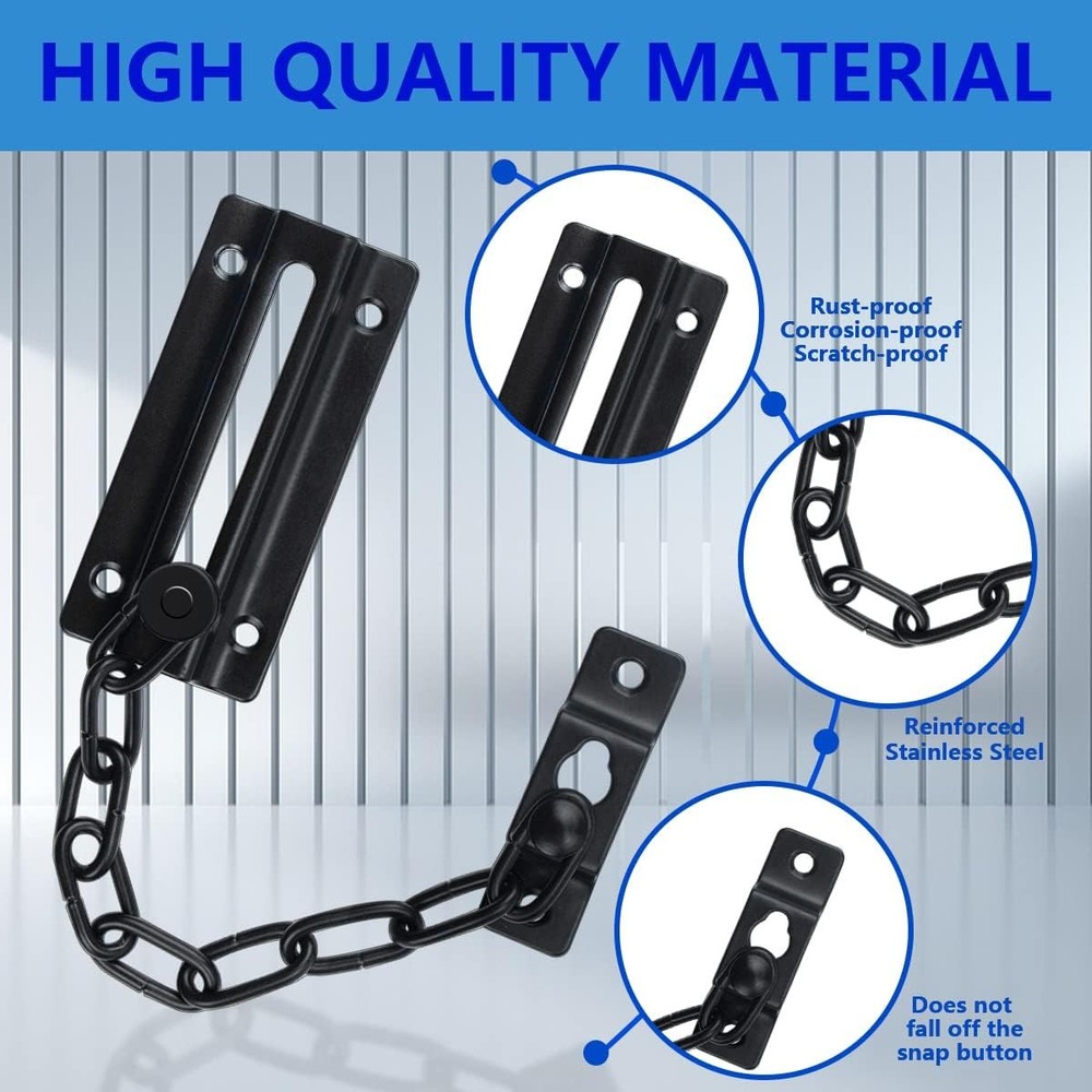 2 Pack Door Chain Lock, Guard with 12 chain lock(black), Black