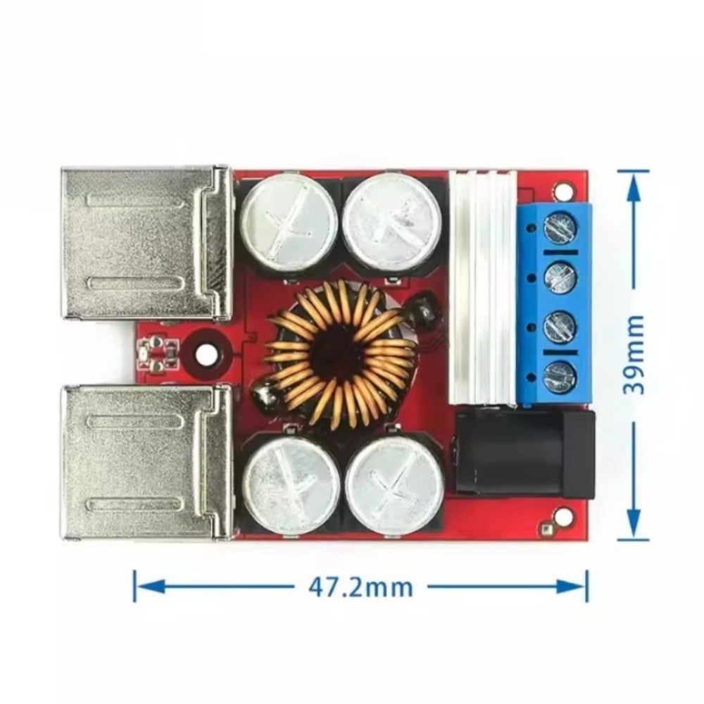 8V-35V Step Down Converter 8A Power Module with 4 USB Fast Charging Ports