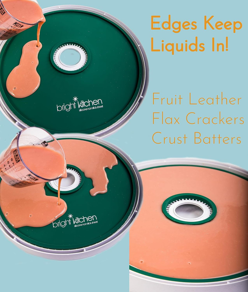 2 Edge Fruit Leather Silicone Dehydrator Sheets for Nesco round Dehydrators Lip