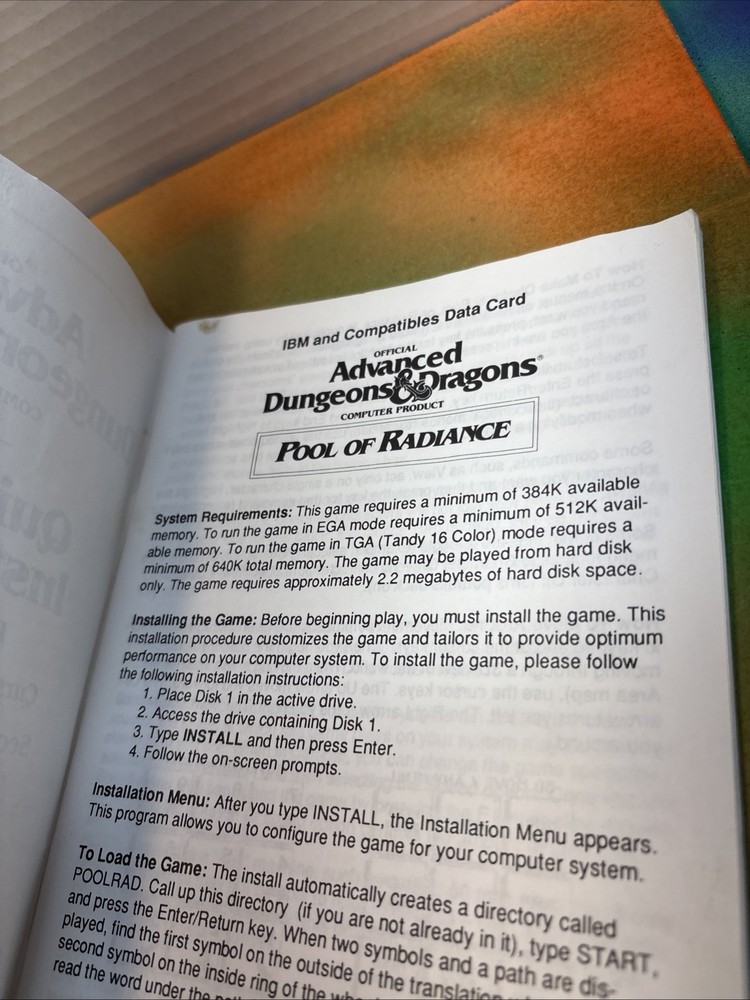 Advanced Dungeons And Dragons Quick Start Instructions For pc Game See Pics