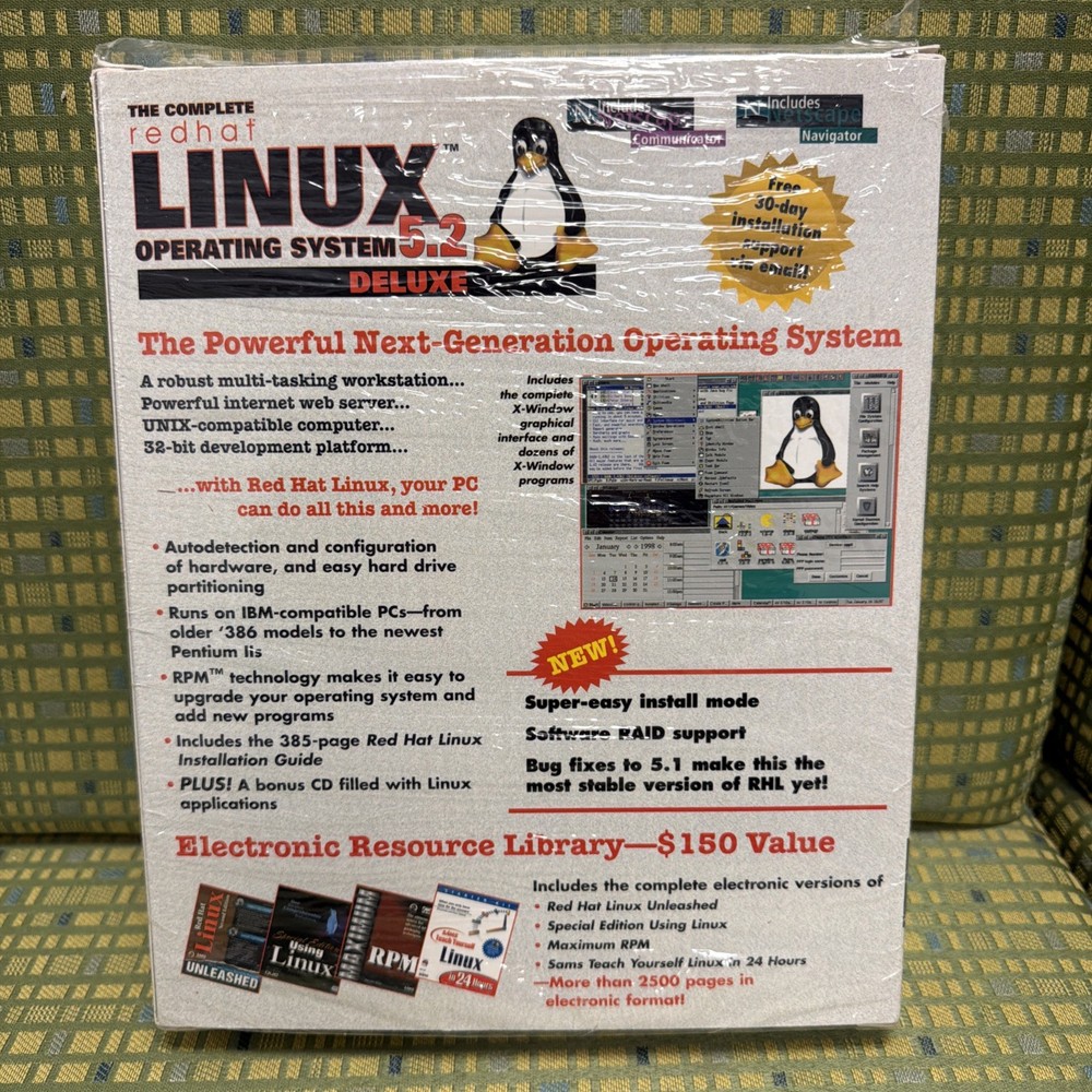 The Complete Redhat Linux 5.2 Operating System Deluxe Secure Server Partial Seal