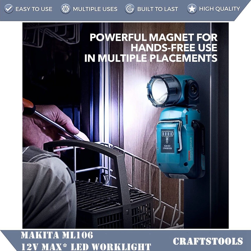 For Makita 12V MAX LED Work Light Cordless Adjustable Beam LED Flashlight Only
