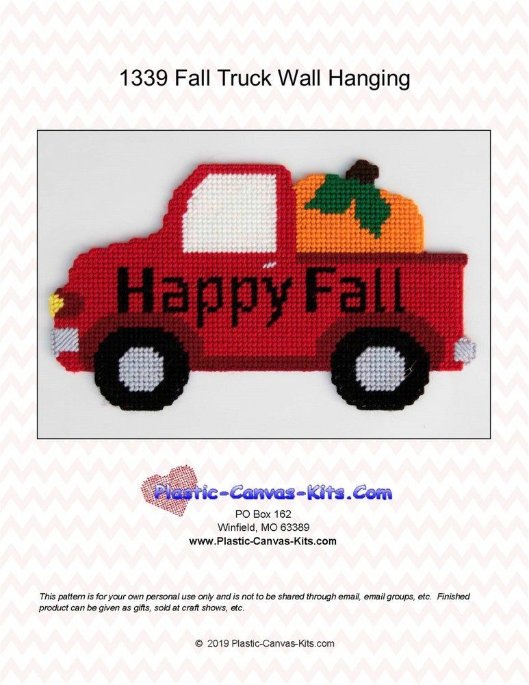 Fall Truck Wall Hanging-Plastic Canvas Pattern or Kit