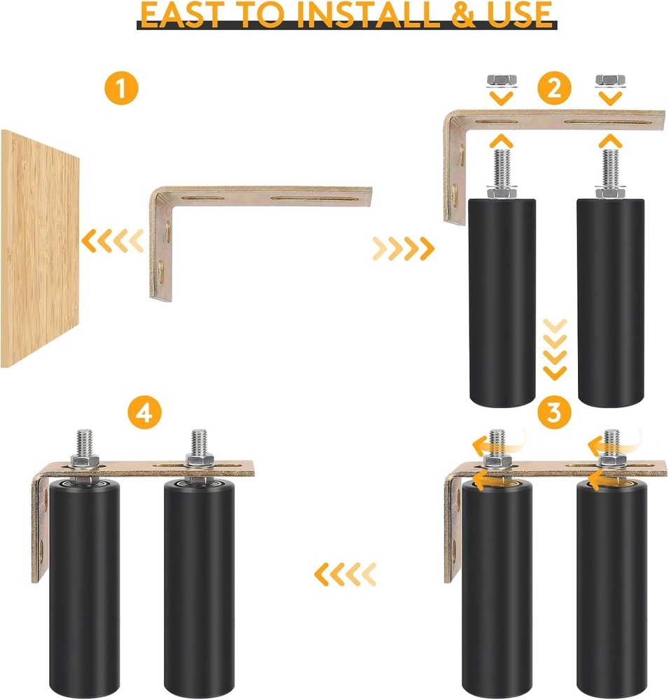 2 Pack 6" Gate Roller Guide w/ L-Bracket, Adjustable Heavy Duty Sliding Gate