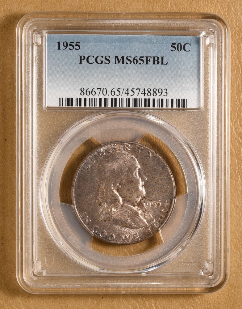 1955 P Franklin Silver Half Dollar PCGS MS65FBL