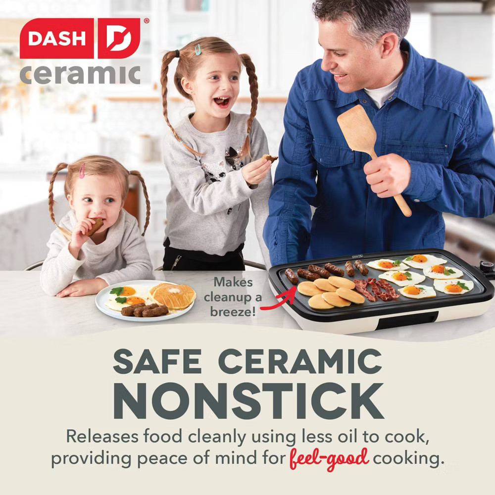 Dash Nonstick Ceramic Electric Flat Top Griddle Cream
