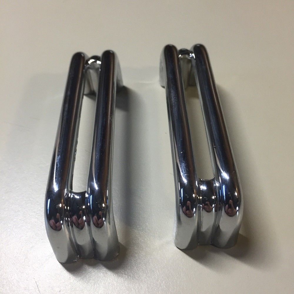 2 Vintage KBC Chrome Split Bar Drawer Pull Mid Century Style Lot I