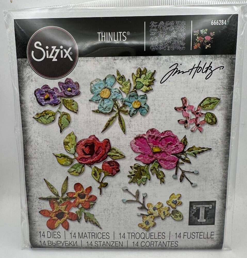 Sizzix Thinlits Dies, Brushstroke Flowers, Mini 666284