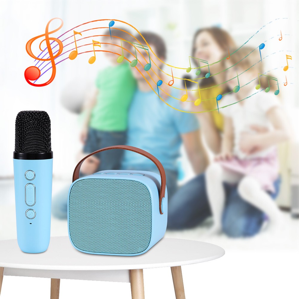 Portable Bluetooth Speaker Karaoke Machine System Microphone Party Light For Kid
