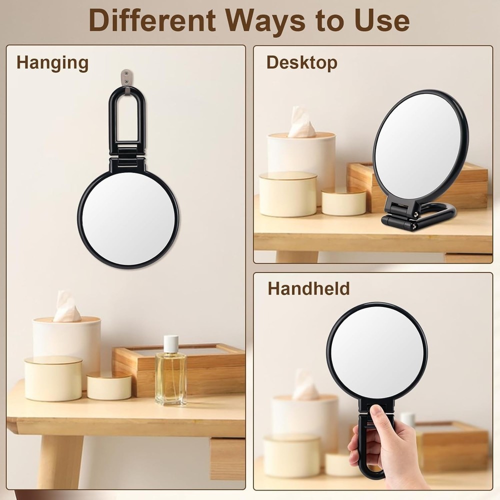 1X/10X Magnifying Handheld Mirror Double Sided, Foldable Travel Makeup Mirror,