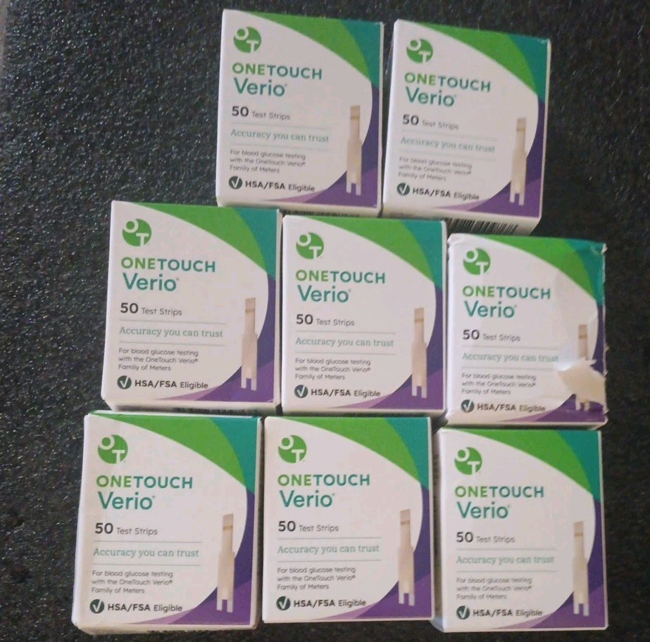 8 Unopened Boxes ONE TOUCH VERIO-400 Test Strips Exp 6-30-27