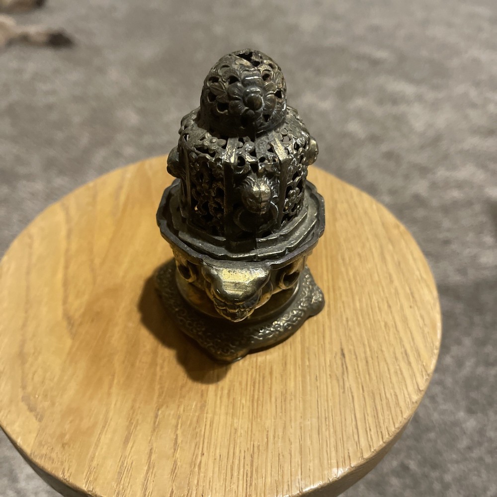 Impressive Perforated Metal Incense Burner / Censor / Koro - Circa: 1970