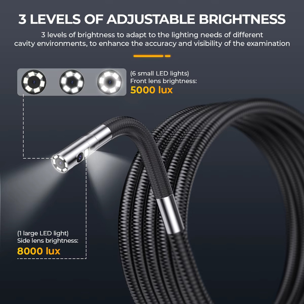 ANCEL AN302 Dual Camera Endoscope 210° Articulating Borescope 7 LED Adjustable