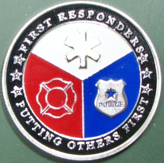 First Responders. Challenge Coin. Silver Tone. 85B.