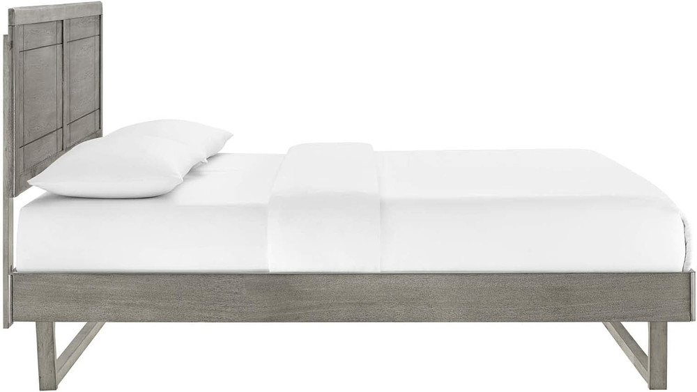 MOD-6381-GRY Marlee Queen Wood Platform Bed with Angular Frame, Gray