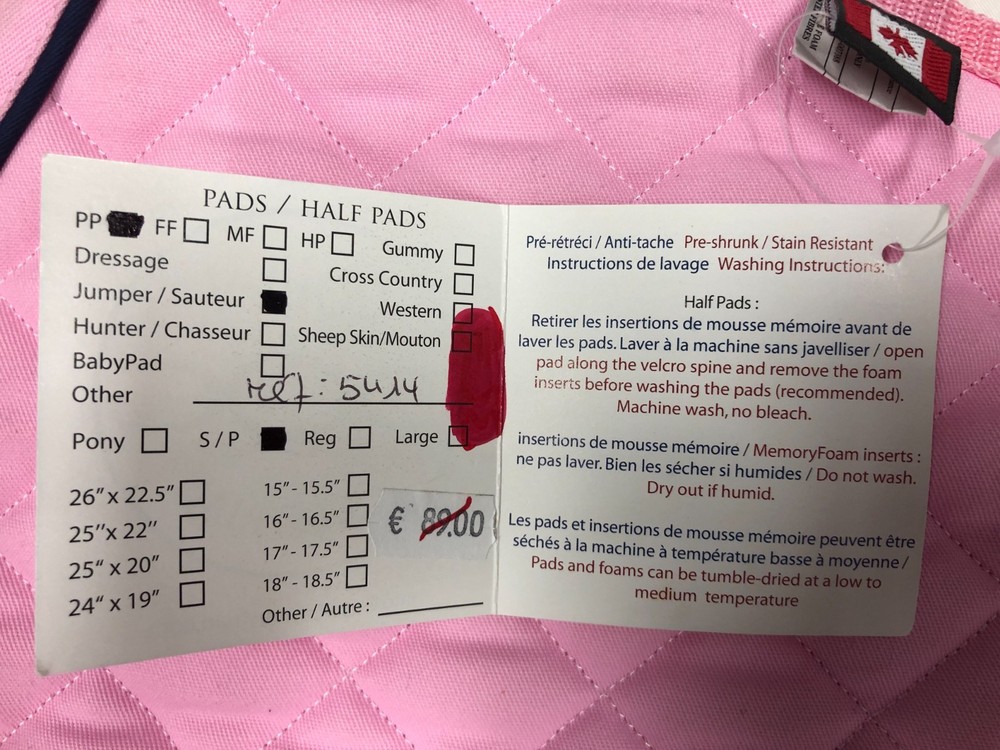 Ogilvy Jump Saddle Pad Pink Size S/P New