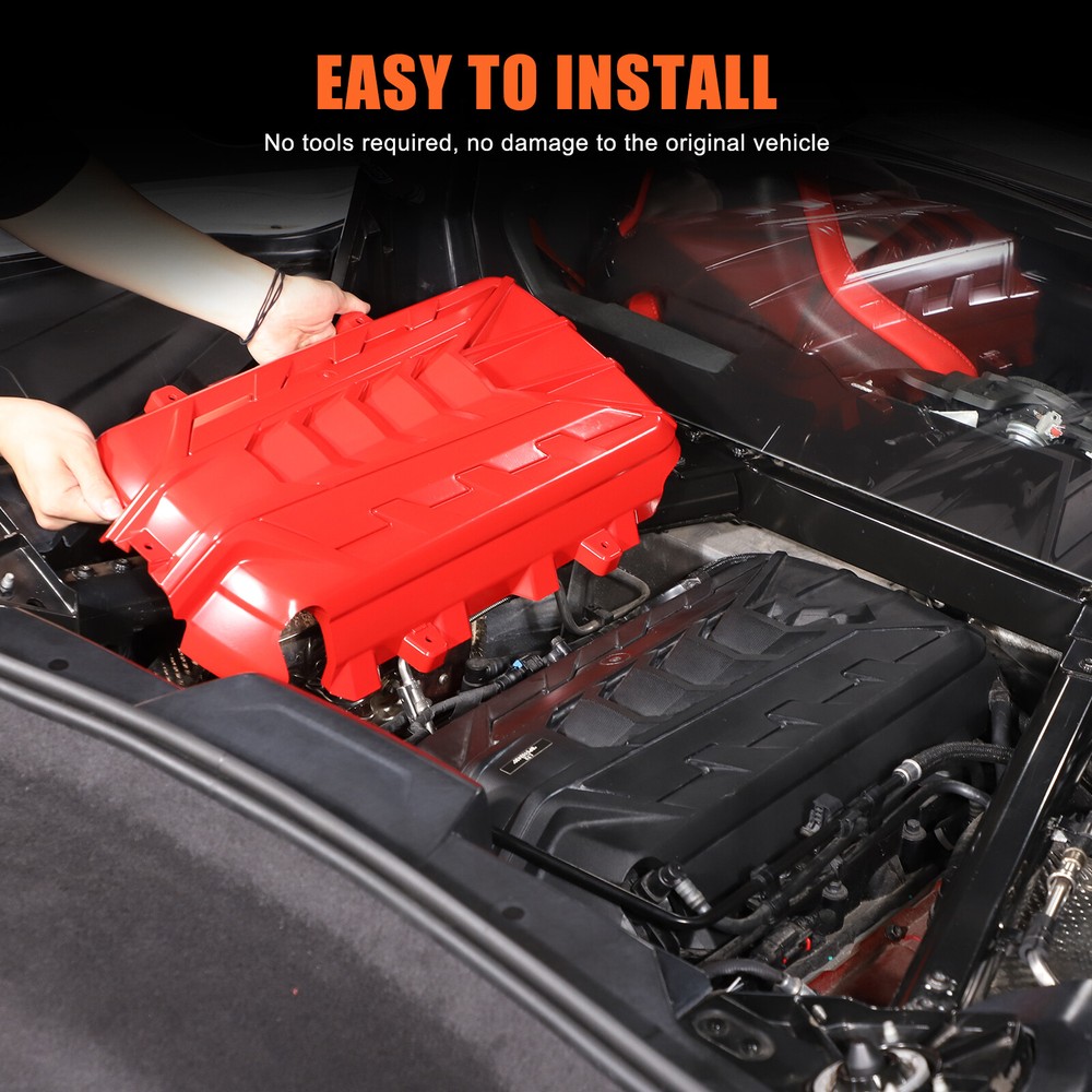 For 2020-Up Corvette C8 ABS Plastic Red Engine Cover