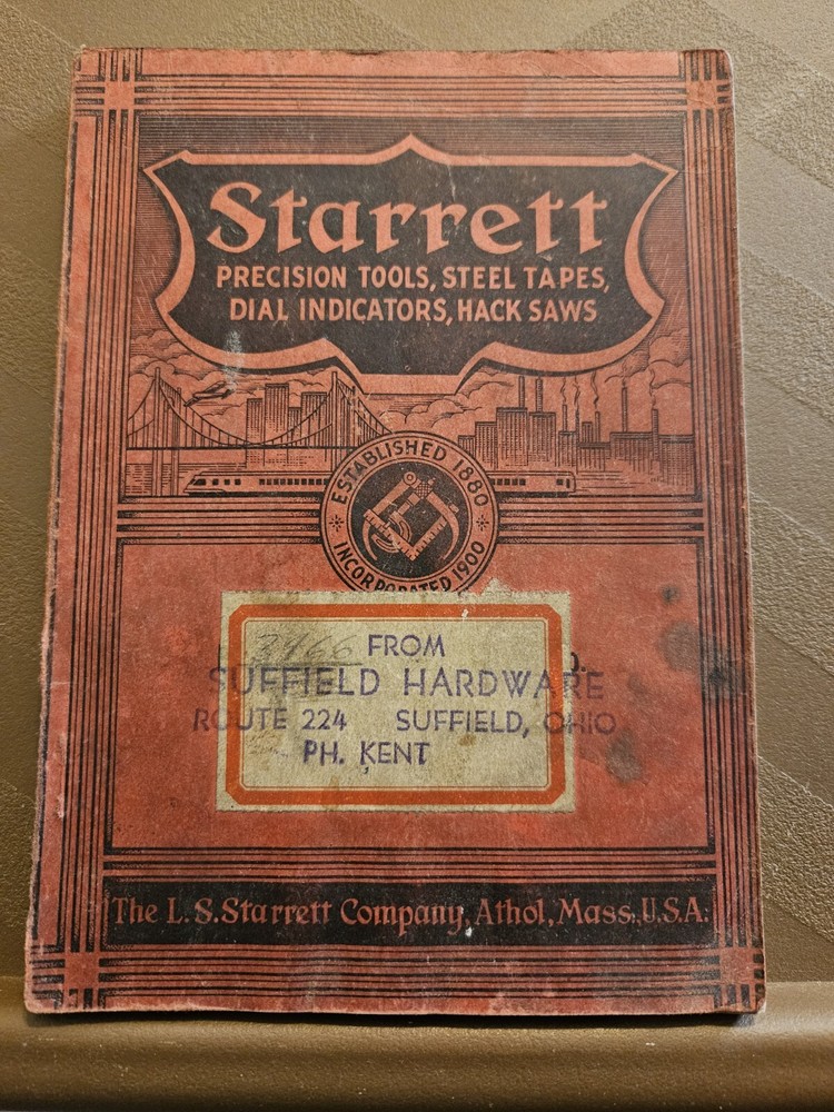 Starrett 1938 Tool Catalog #26 Machinists Tools Precision Book