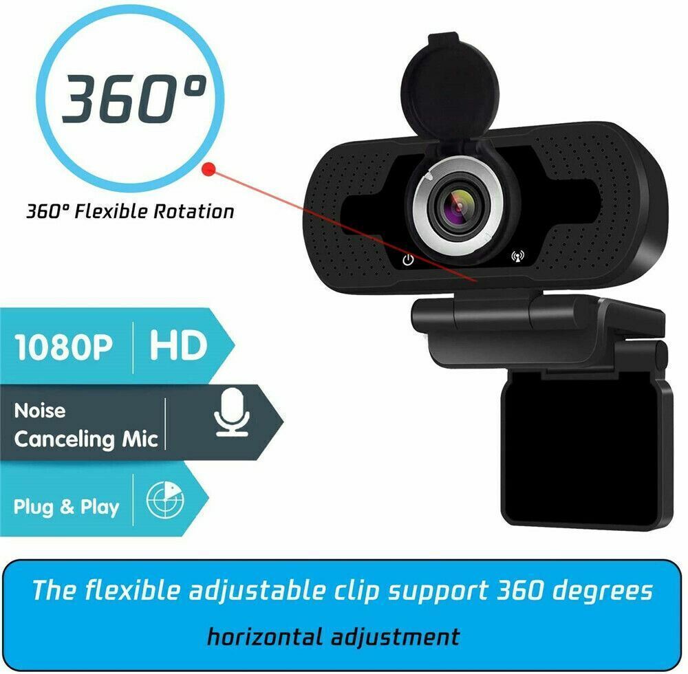 Full HD 1080P USB Webcam w/ Microphone for PC Desktop Laptop Computer Web Camera