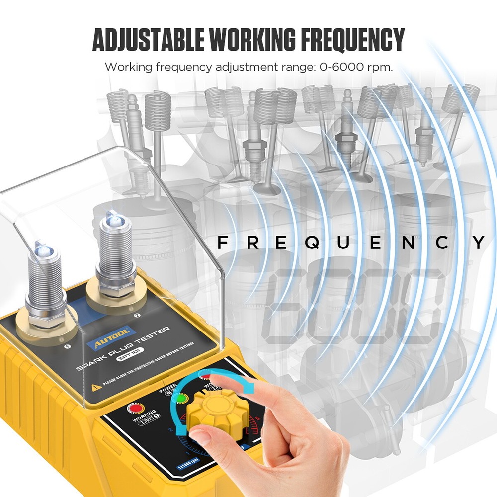 AUTOOL Car Spark Plug Tester Dual Hole Petrol Ignition Analyzer Diagnostic Tool
