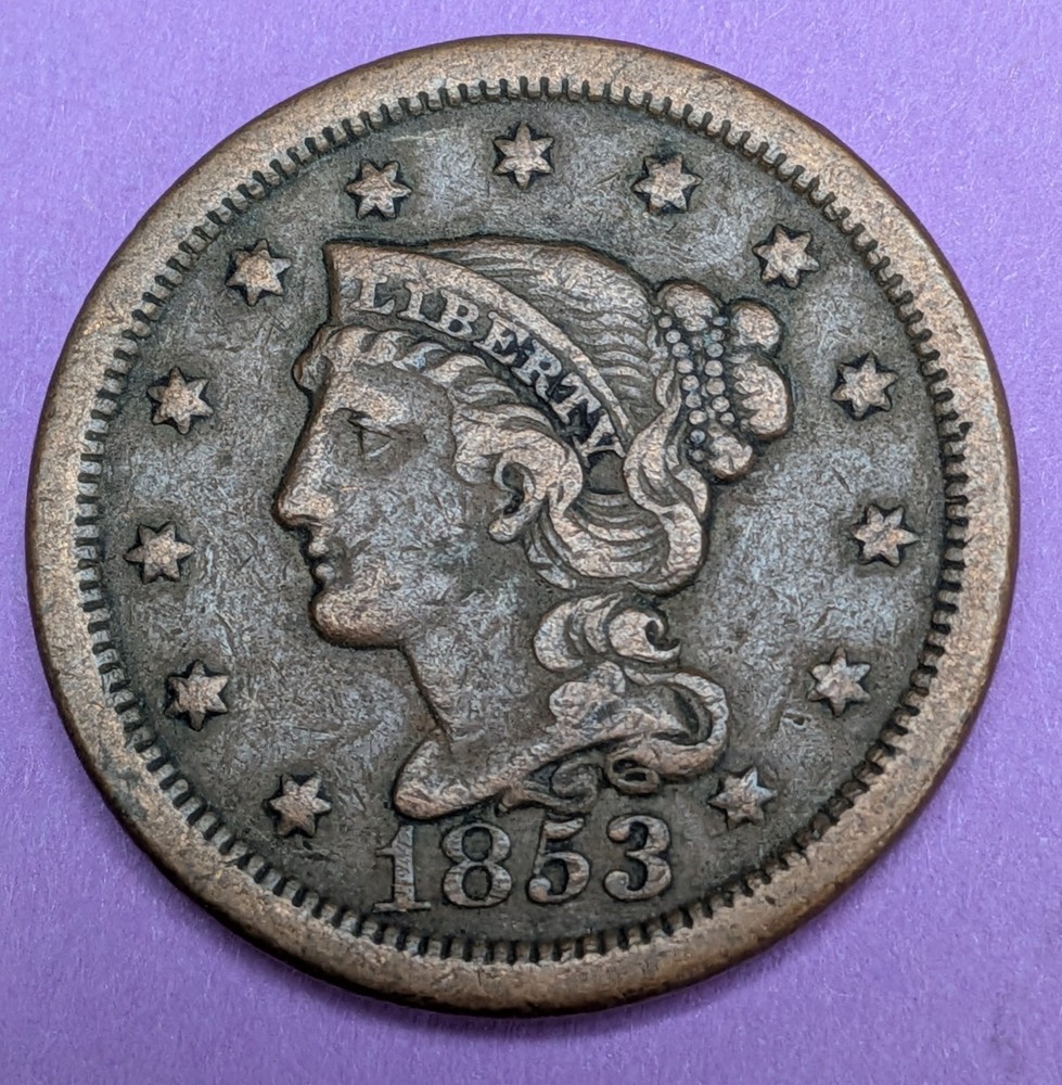 1853 Braided Hair Large Cent
