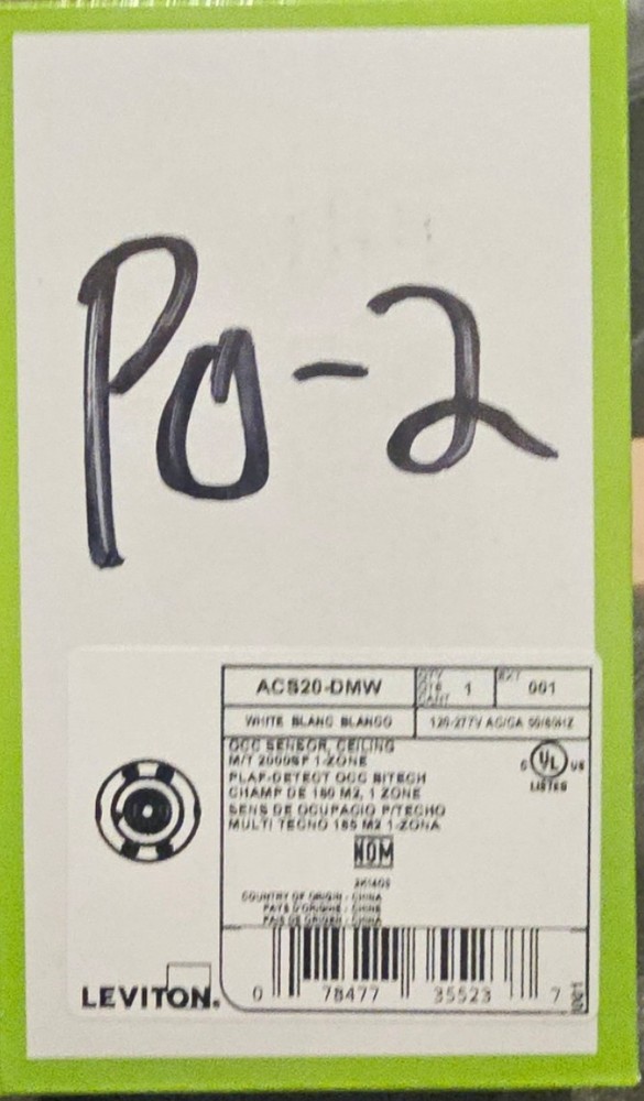 Leviton ACS20-DMW Smart Ceiling Mount Sensor Switching, 2000 sq ft