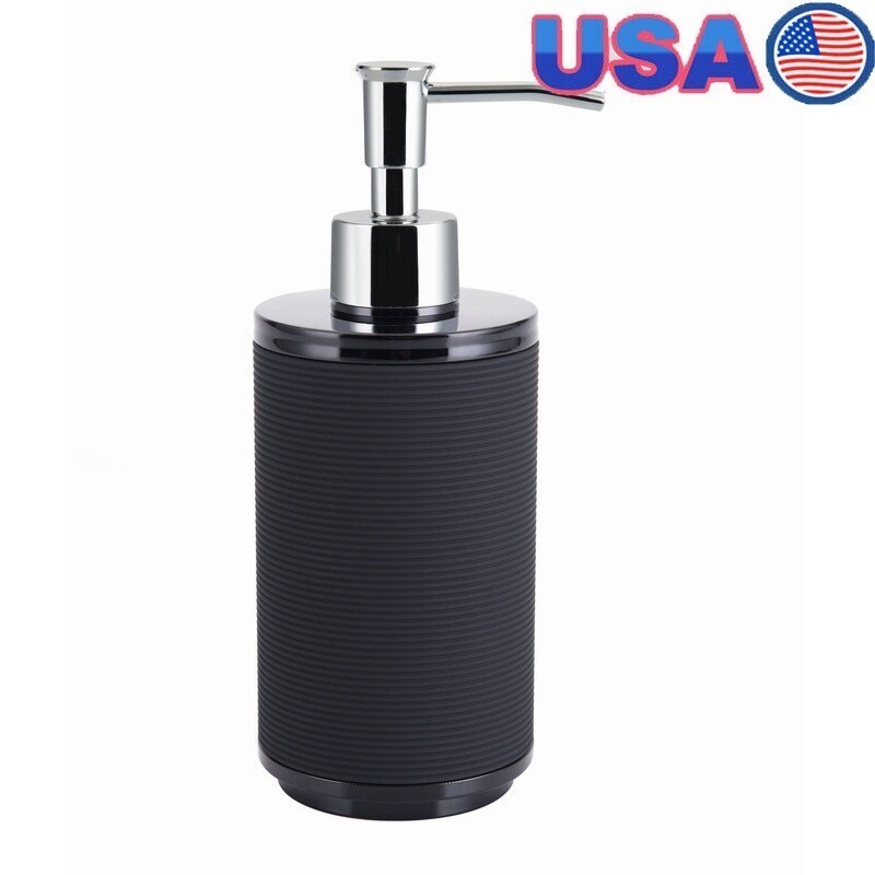 Soft Touch Black Lotion Pump Ribbed Design Bathroom Accessory Durable Plastic