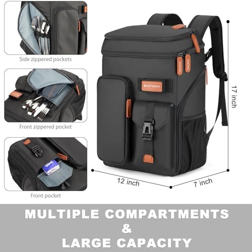 Insulated Cooler Backpack,33/45 Cans Multifunctional Double Deck 33Can Black