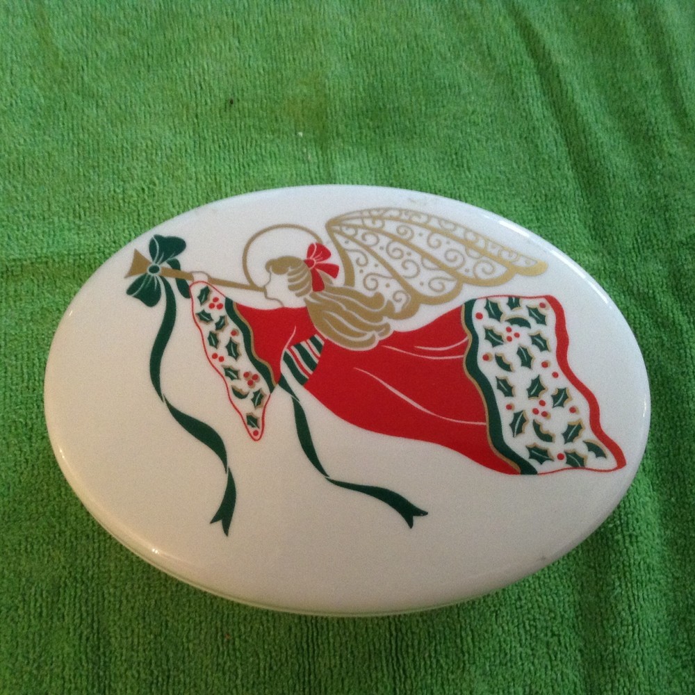 Christopher Stuart angel song oval trinket box