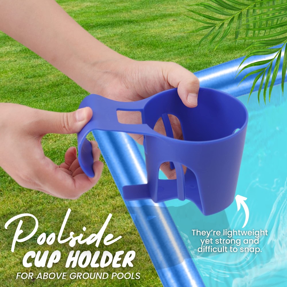 6pack Blue Poolside Cup Holders Compatible With Above Ground Pools With 2 Inch