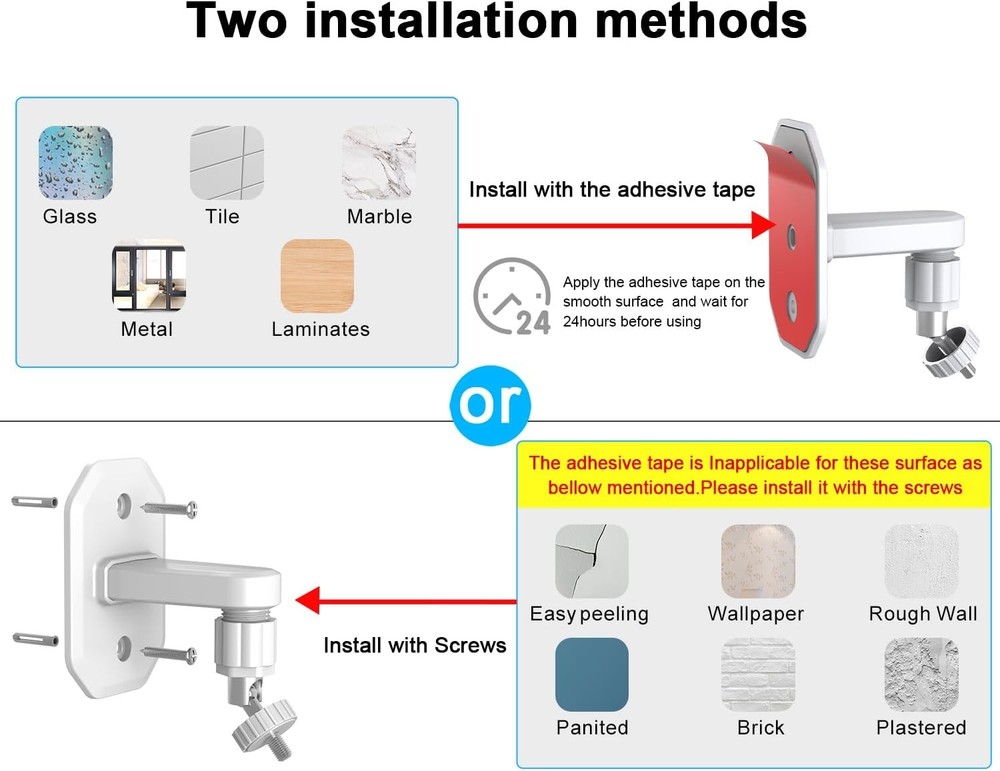 2Pack Adjustable Wall Mount Bracket Compatible with Ring Stick Up Cam & Black