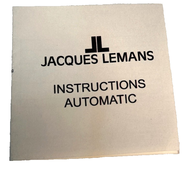Jacques Lemans Instructions Automatic 8N24