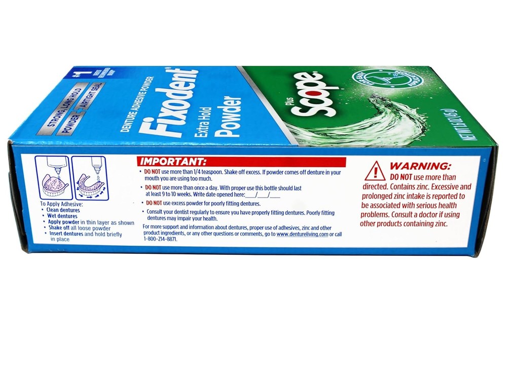 Fixodent Denture Adhesive Powder, Extra Strong, Plus Scope, Long...