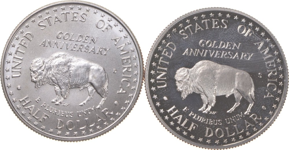 1991 Pf & Unc Mount Rushmore Bicentennial Commemorative Half Dollar Set